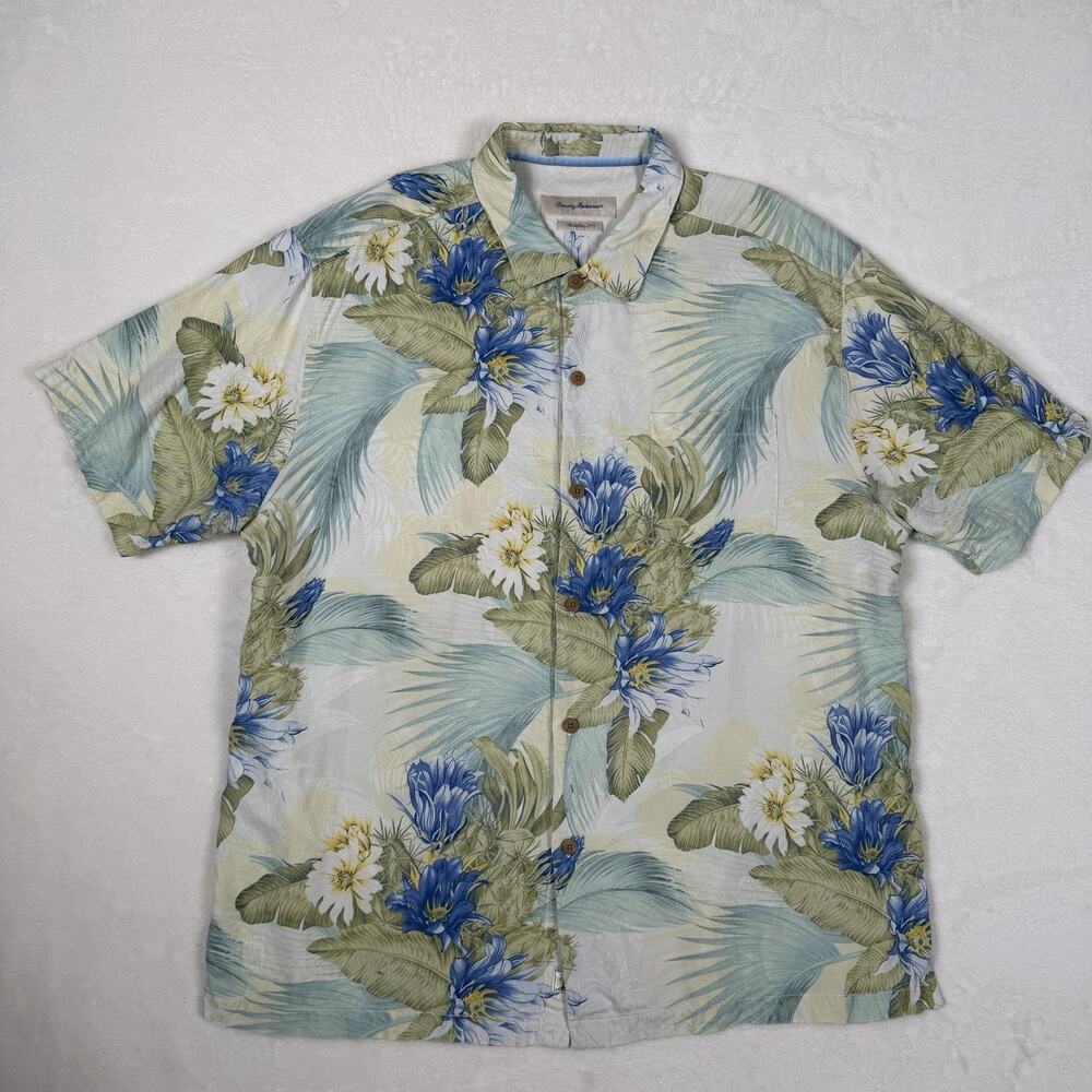 Tommy Bahama Men’s Silk Hawaiian XXL Button Up Shirt Original Fit Tropical Print
